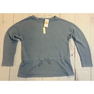 Cupio Waffleknit Sweater Women's SIze Small Sage Green Cinched Waist Long Sleeve
